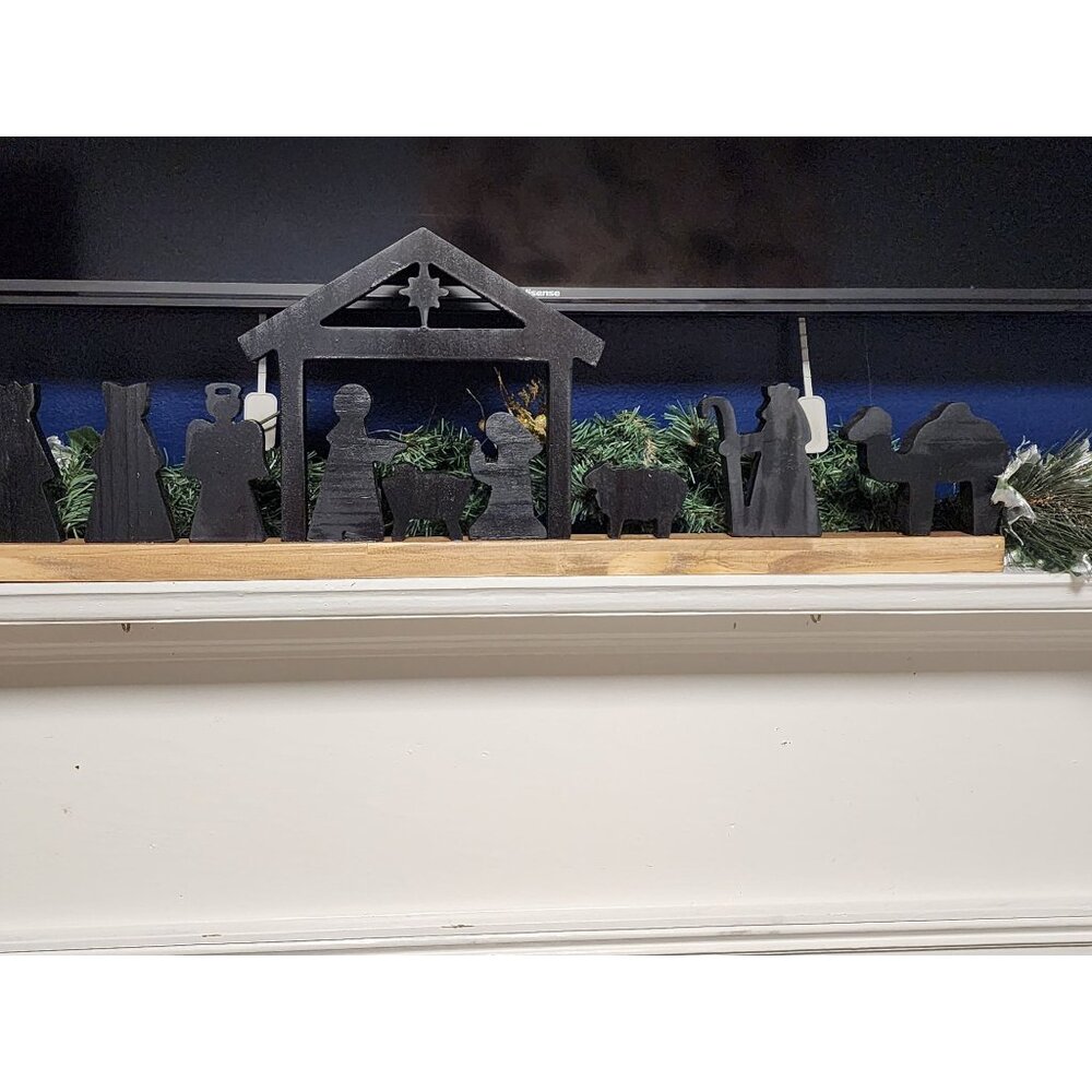 Handmade Wooden Nativity Scene With Holy Family & Wise Men For Christmas Decor